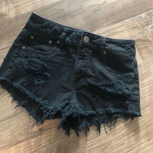 Black Destroyed American Eagle Shorts